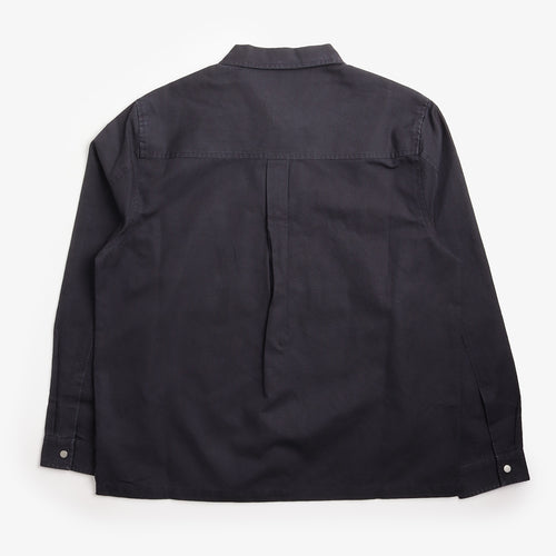 Folk Patch Overshirt in Navy, back view
