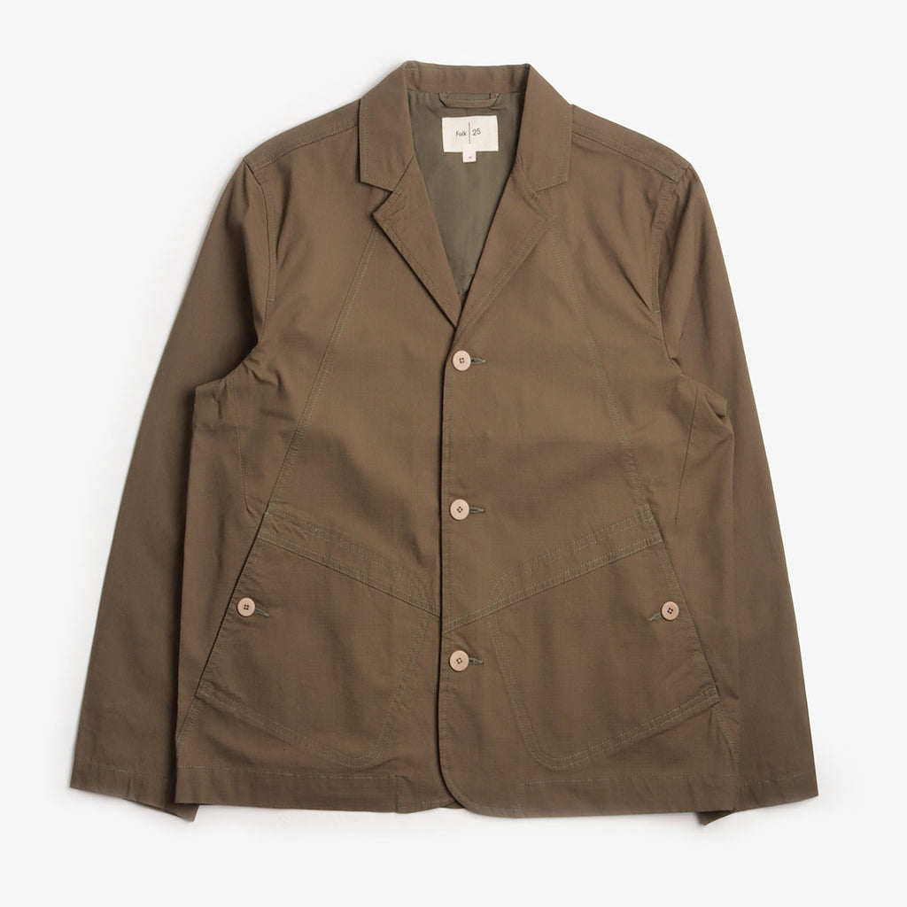 Folk Anniversary Blazer, Dark Olive Ripstop, Detail Shot 1