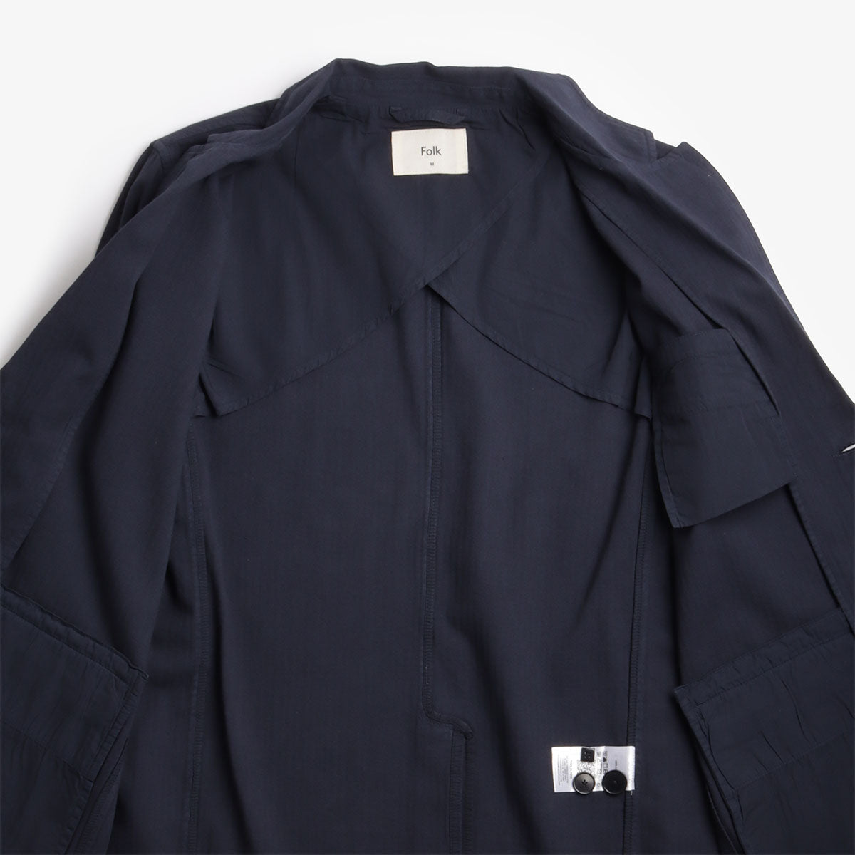 main Folk Assembly Blazer, Navy Herringbone, Detail Shot 3