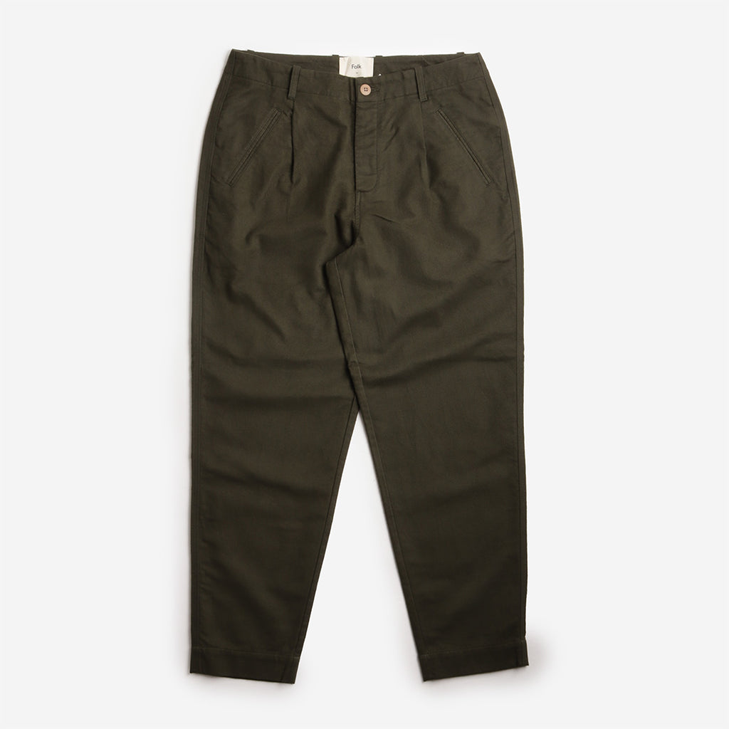 Folk Assembly Pant, Dark Olive Moleskin, Detail Shot 1