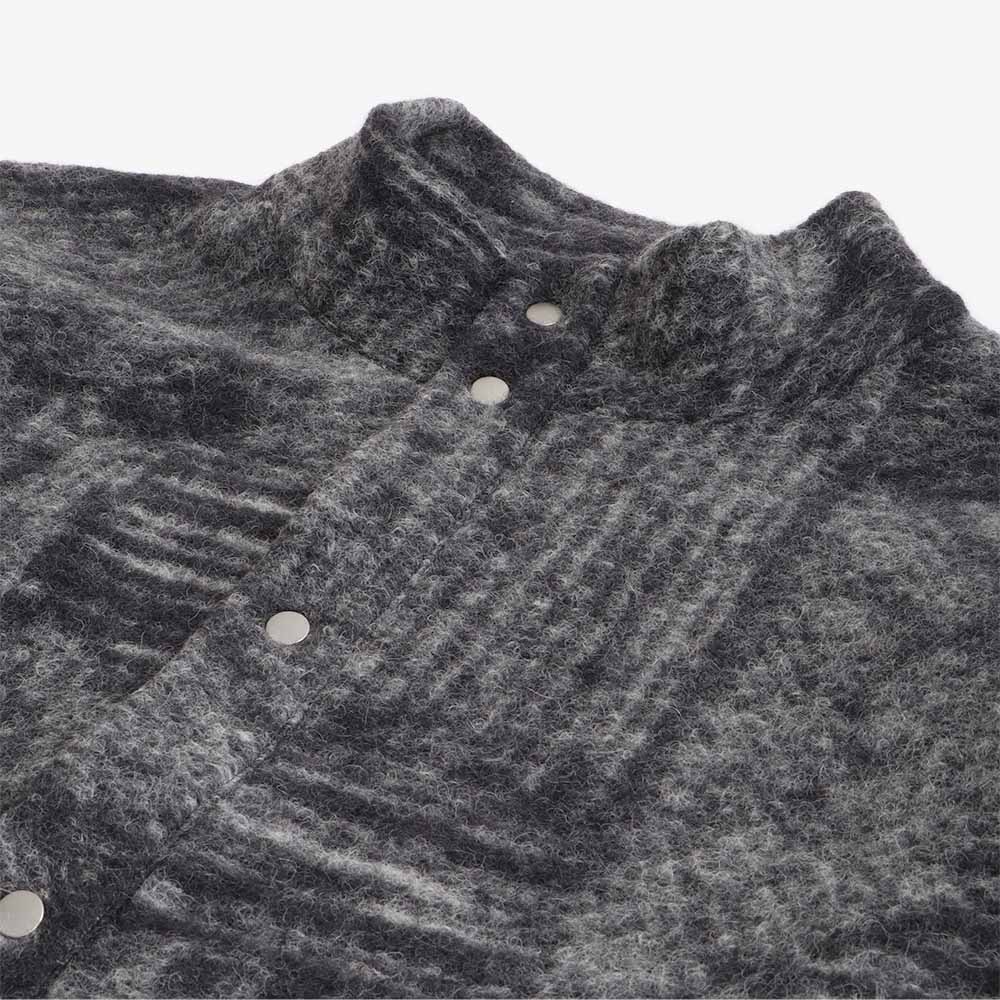 Folk Boxy Funnel Fleece, Slate Wool Polka, Detail Shot 4