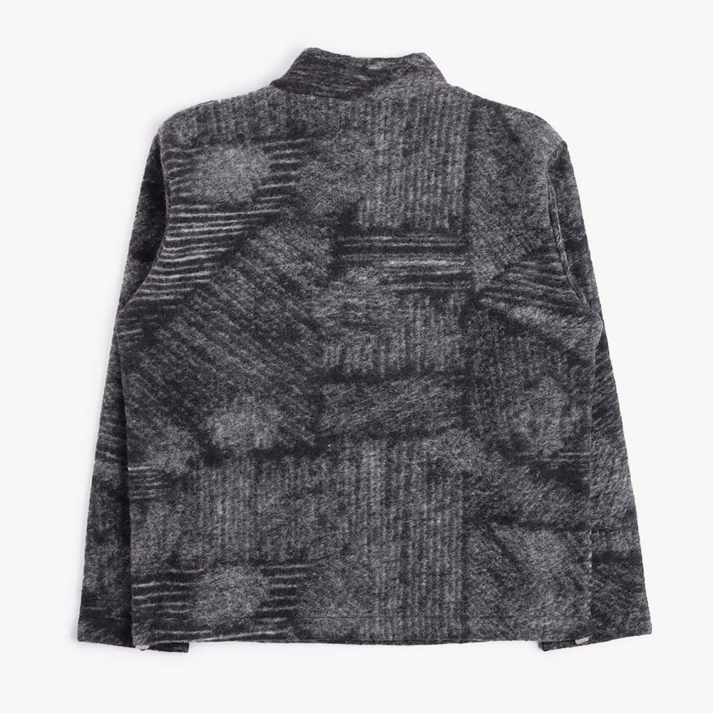 Folk Boxy Funnel Fleece, Slate Wool Polka, Detail Shot 3