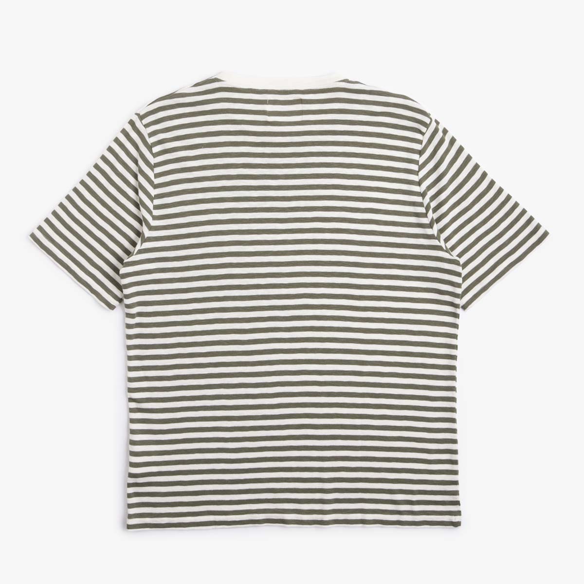 Folk Classic Stripe T-Shirt, Olive Ecru, Detail Shot 3