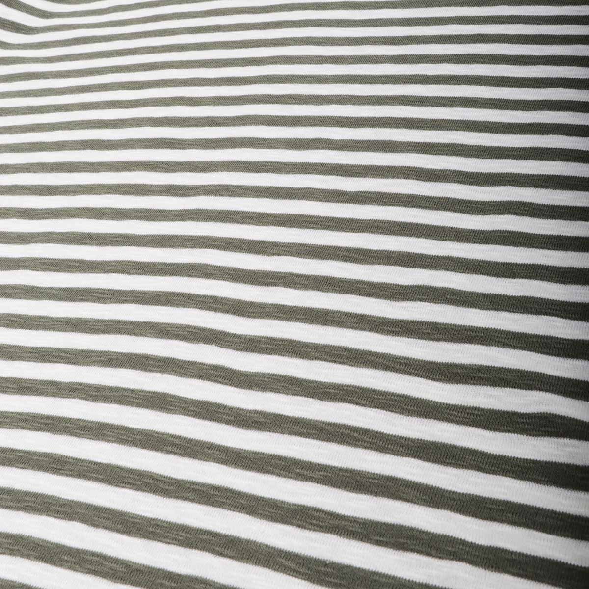 Folk Classic Stripe T-Shirt, Olive Ecru, Detail Shot 4