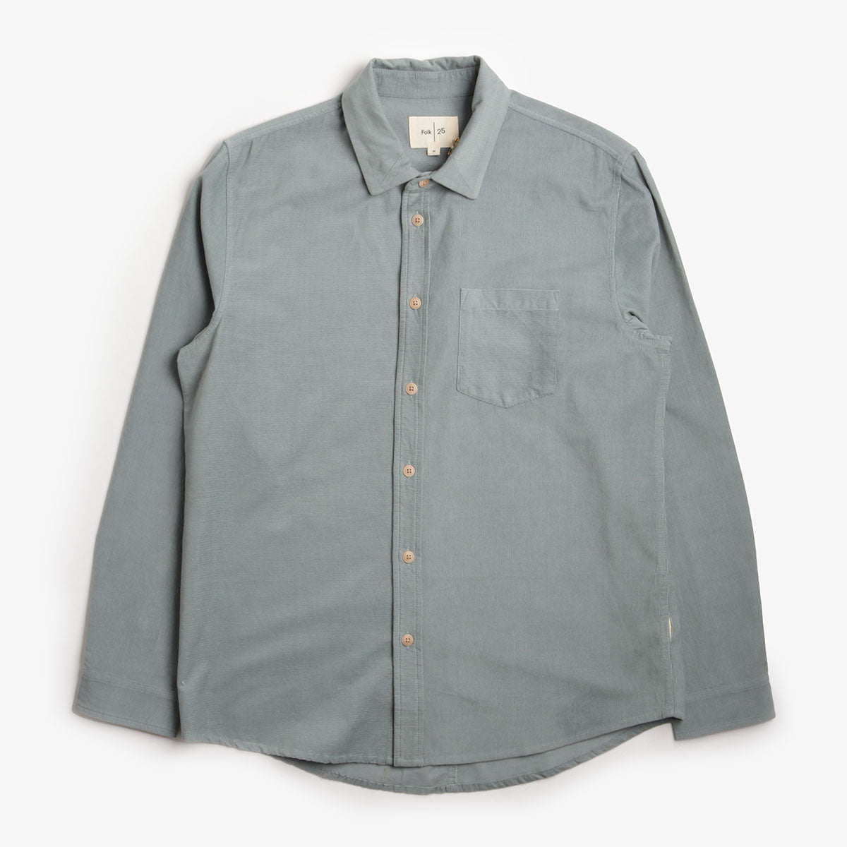 Folk Direction Babycord Shirt, Dusty Green, Detail Shot 1