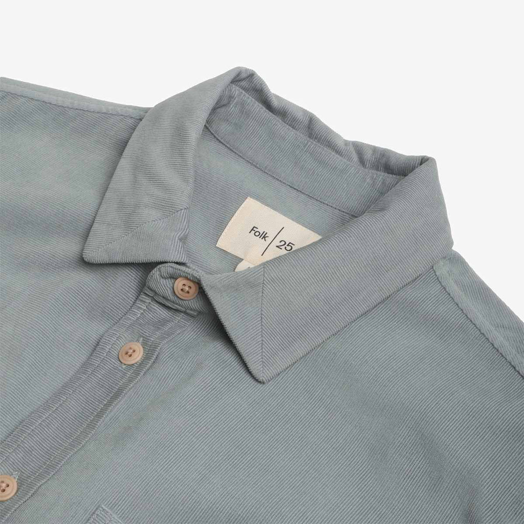 Folk Direction Babycord Shirt, Dusty Green, Detail Shot 3