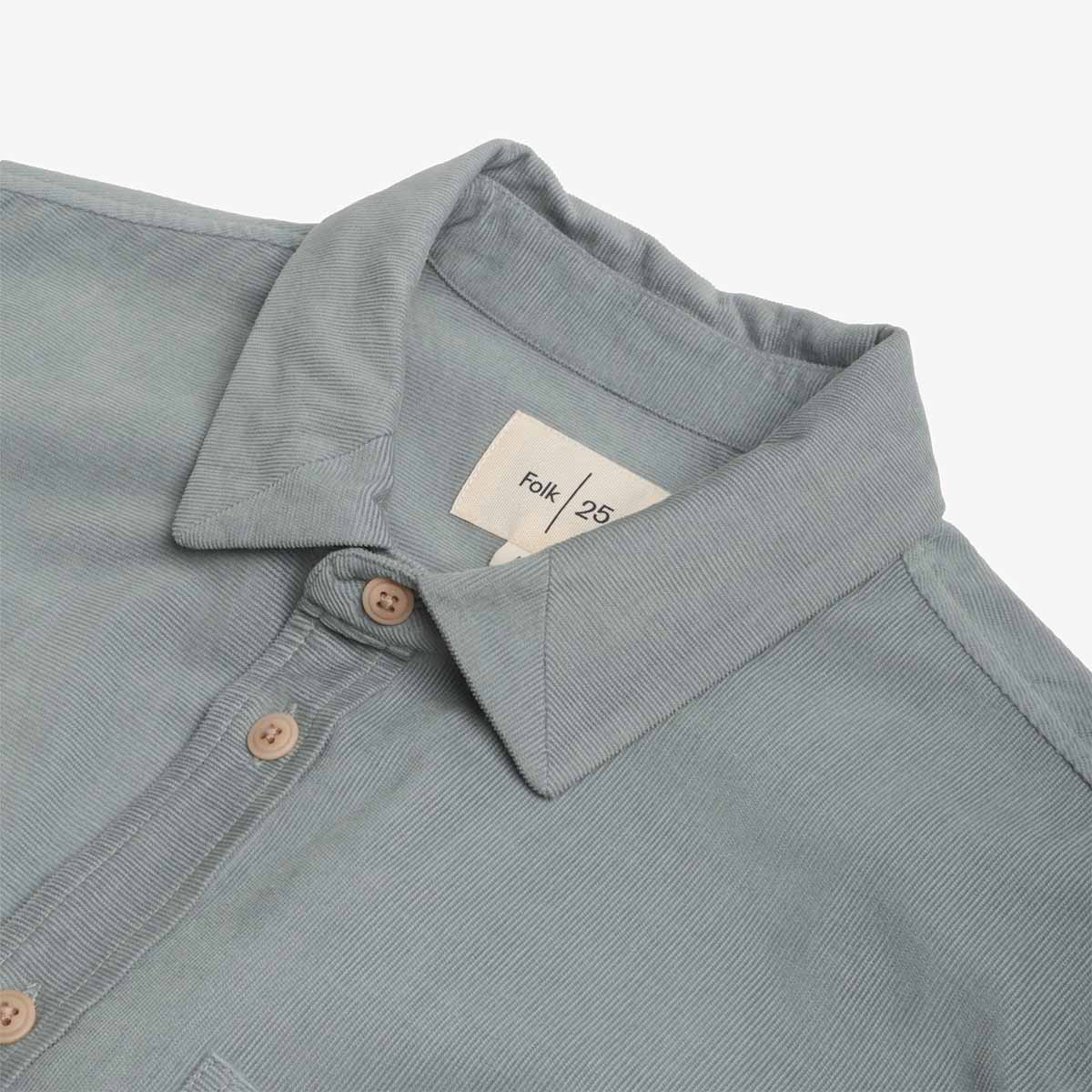 Folk Direction Babycord Shirt, Dusty Green, Detail Shot 3