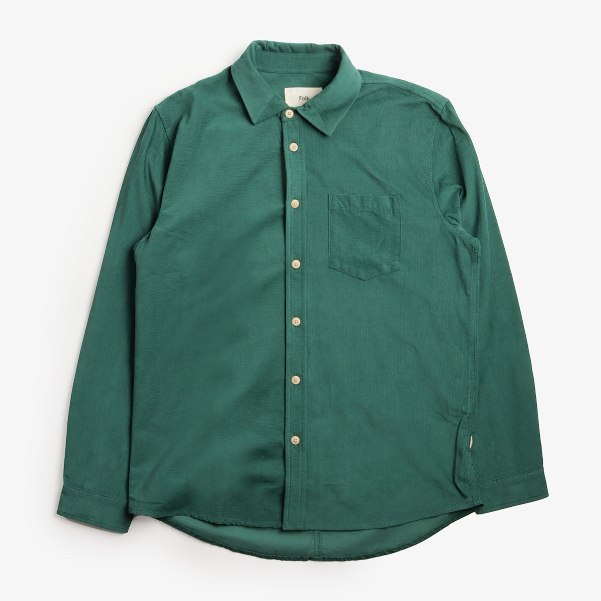 main Folk Direction Babycord Shirt, Phthalo Green, Detail Shot 1