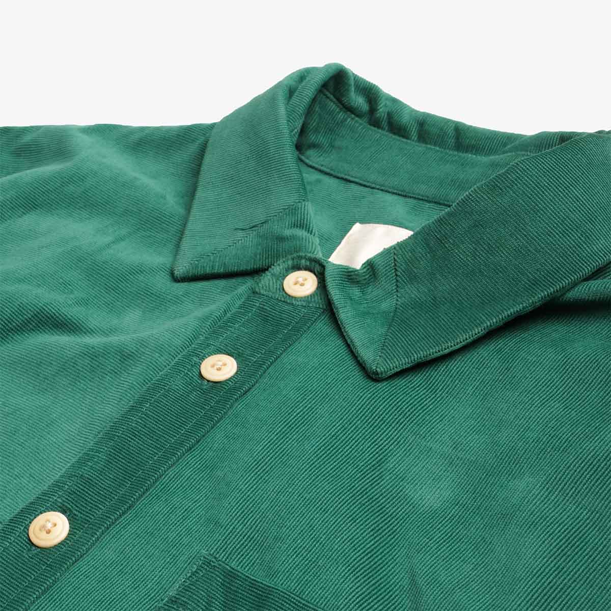 Folk Direction Babycord Shirt, Phthalo Green, Detail Shot 4