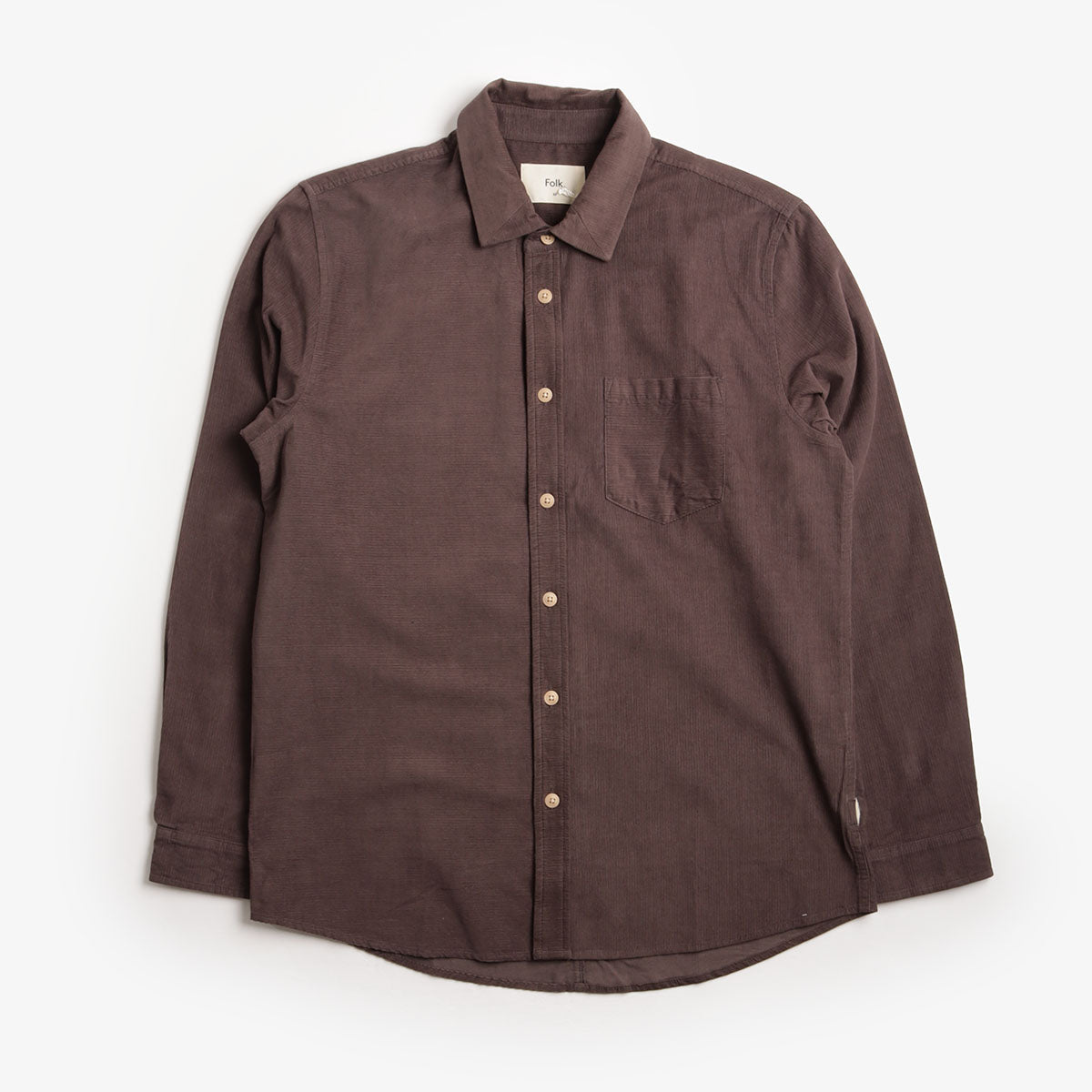 main Folk Direction Babycord Shirt, Black Grape, Detail Shot 1