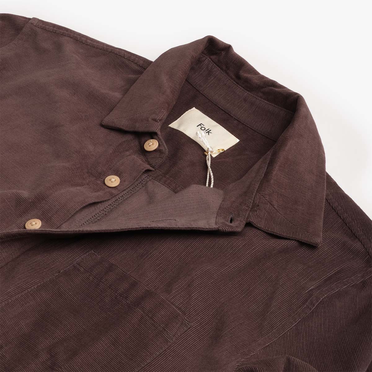 Folk Direction Babycord Shirt, Black Grape, Detail Shot 6