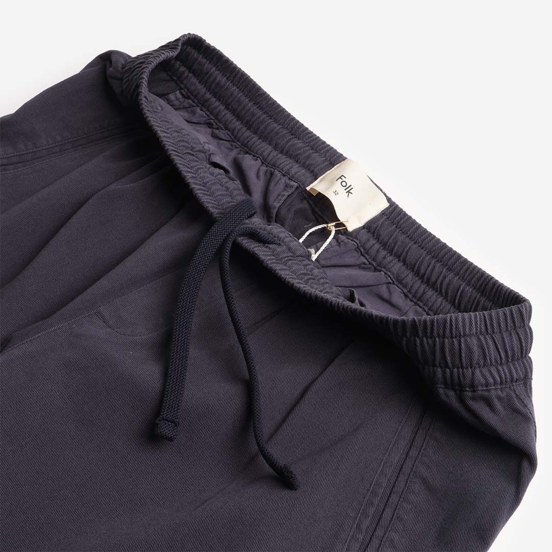 Folk Drawcord Assembly Pant, Deep Navy Brushed Twill, Detail Shot 3