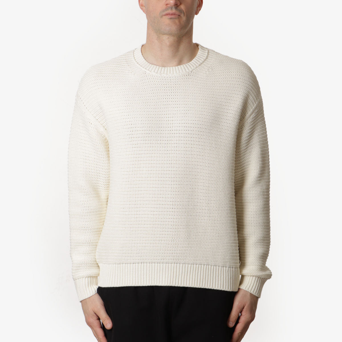 Folk Drop Shoulder Crew Sweatshirt, Ecru, Detail Shot 1