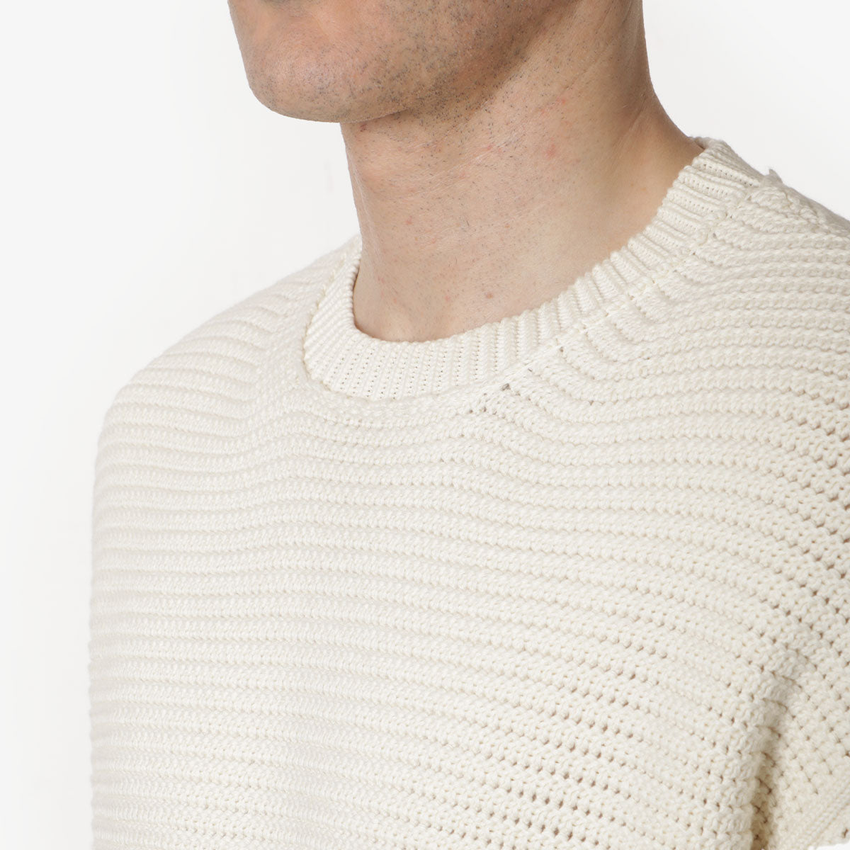 Folk Drop Shoulder Crew Sweatshirt, Ecru, Detail Shot 2