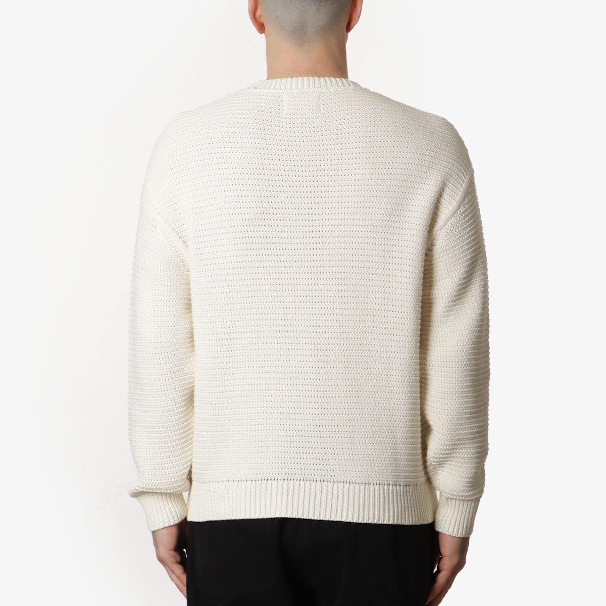 Folk Drop Shoulder Crew Sweatshirt, Ecru, Detail Shot 3
