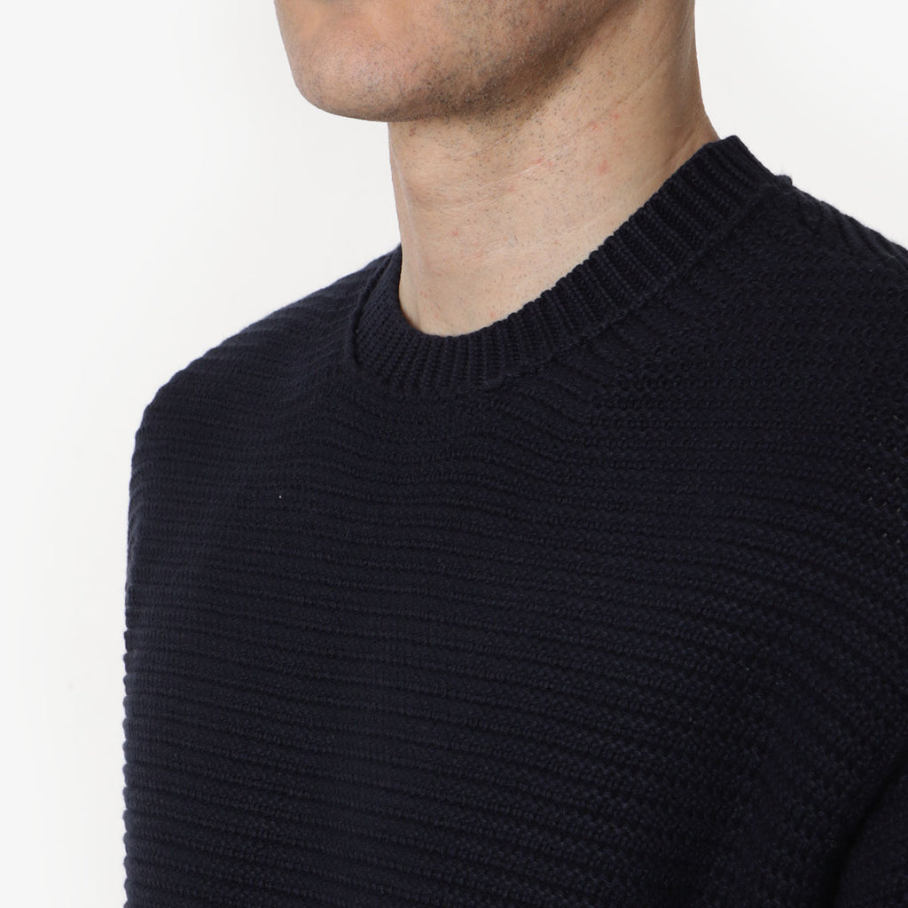 Folk Drop Shoulder Crew Sweatshirt, Navy, Detail Shot 2