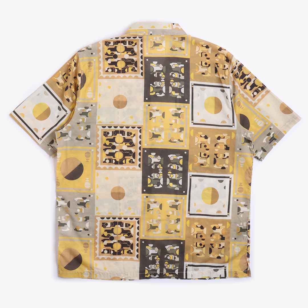 Folk Gabe Shirt, Tile Wave Print Lemon, Detail Shot 3