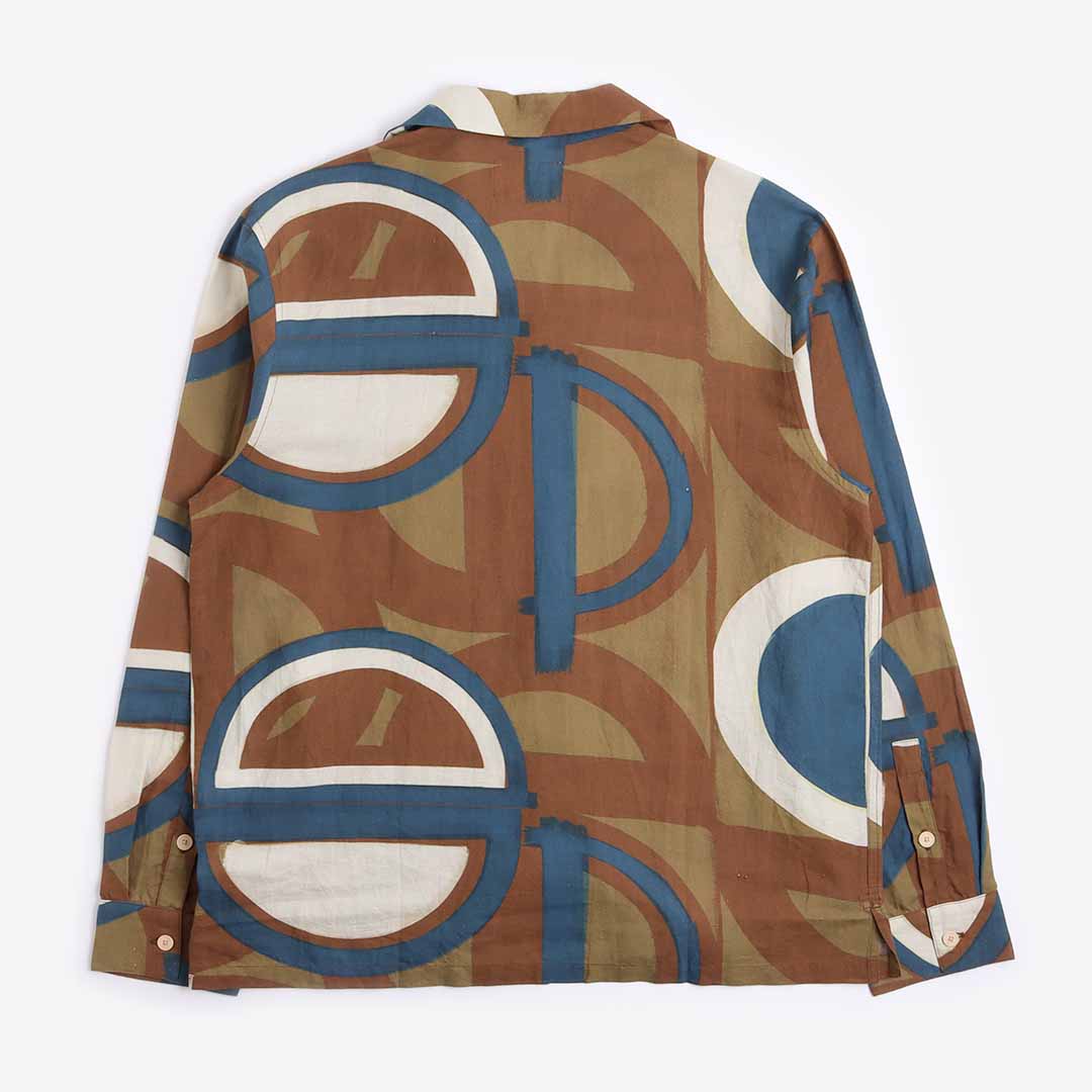 Folk Long Sleeve Soft Collar Shirt, Link Print Multi, Detail Shot 2