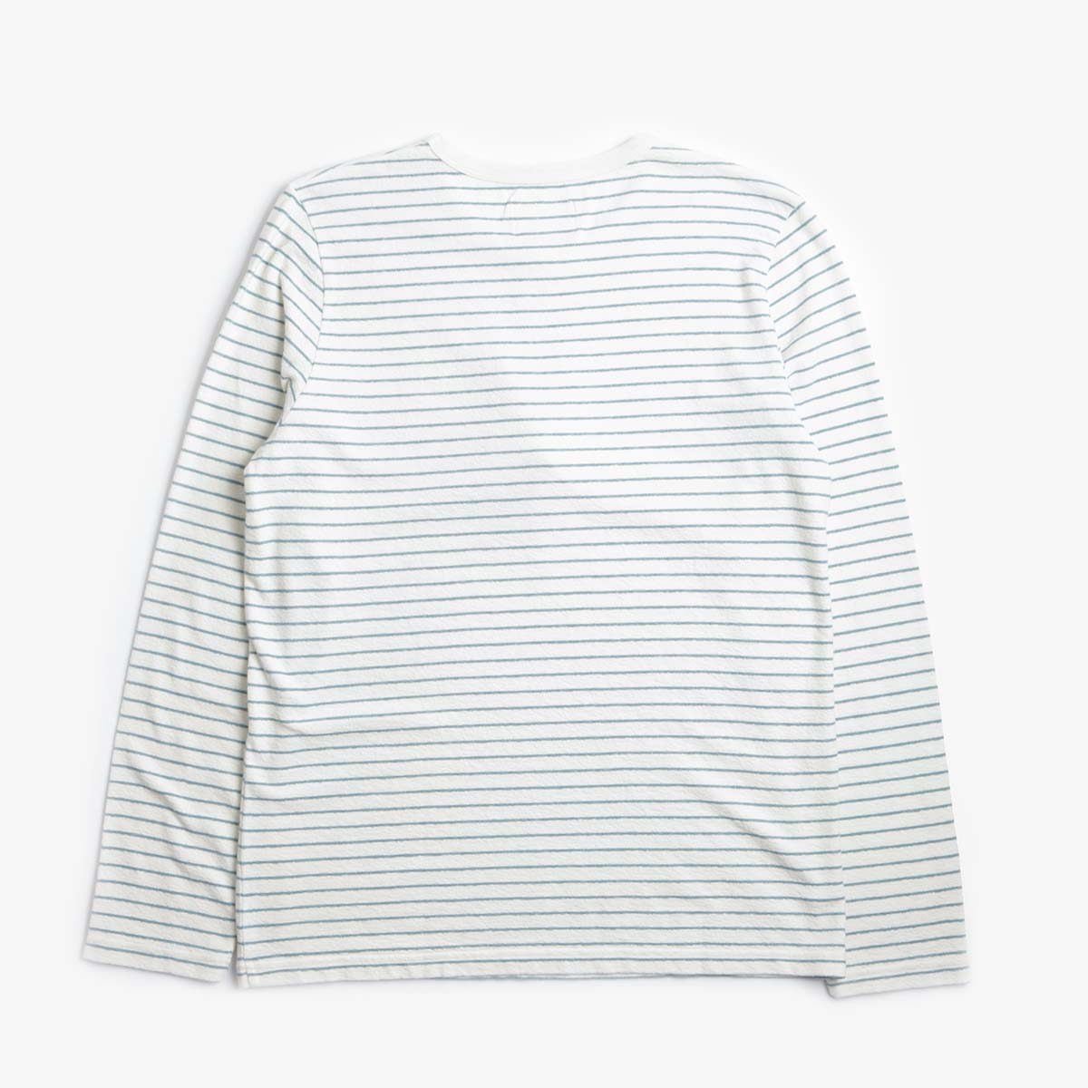 Folk Long Sleeve Textured Stripe T-Shirt, Ecru Misty Green, Detail Shot 2