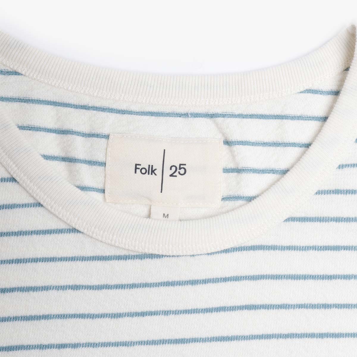 Folk Long Sleeve Textured Stripe T-Shirt, Ecru Misty Green, Detail Shot 3