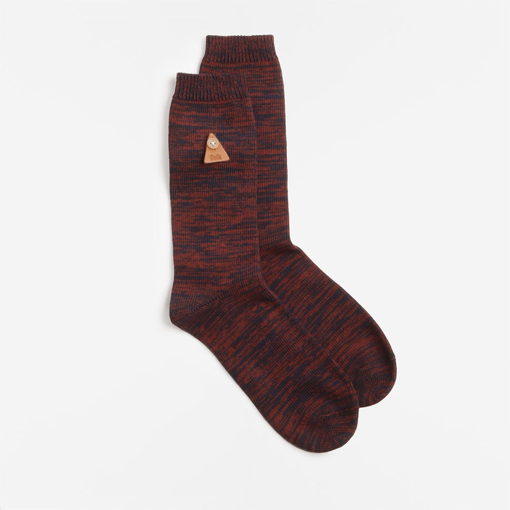 Folk Melange Socks, Navy Espresso Mix, Detail Shot 1