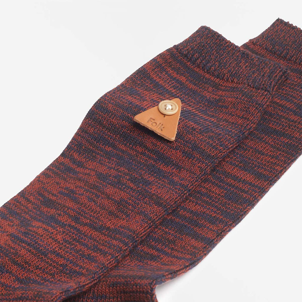 Folk Melange Socks, Navy Espresso Mix, Detail Shot 2