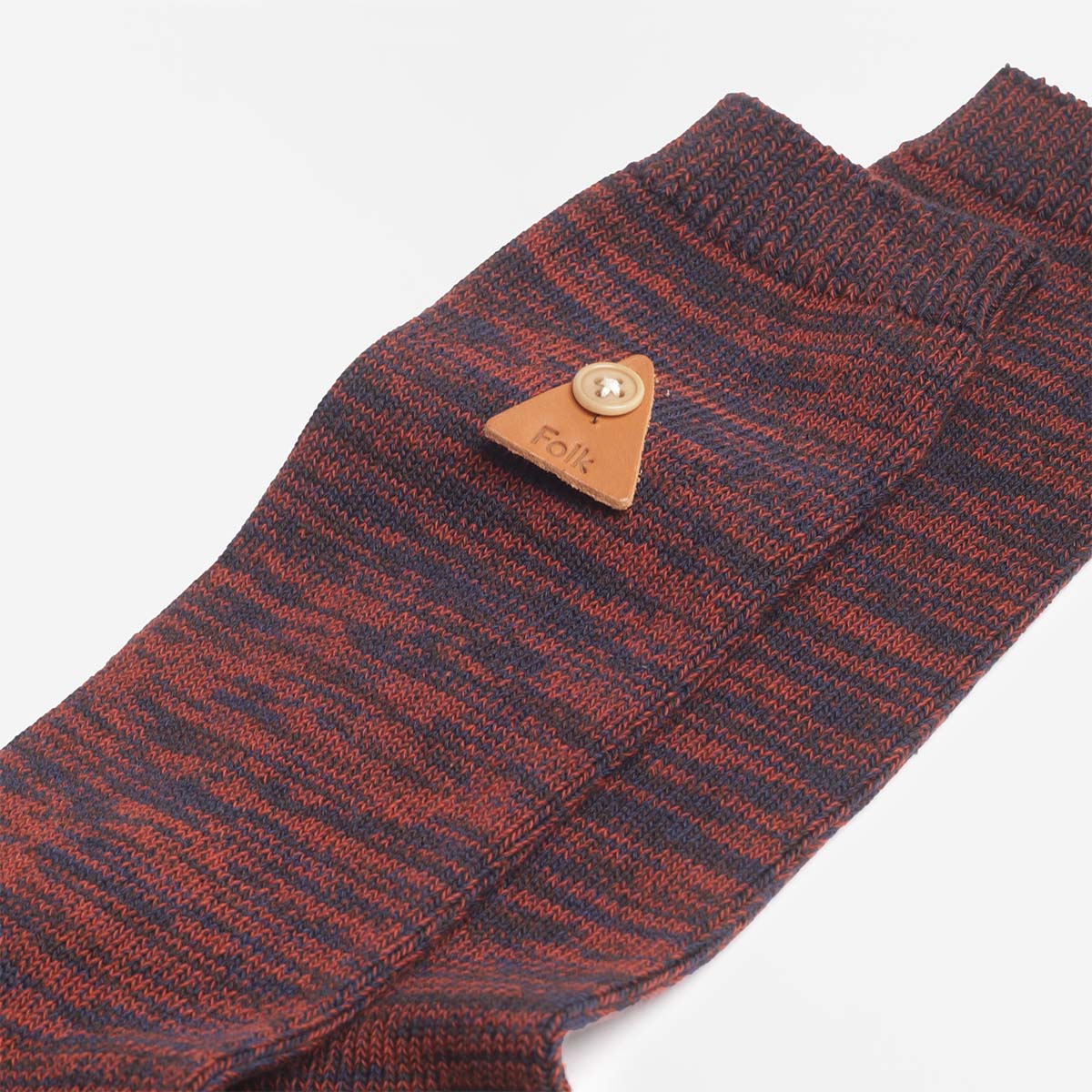 Folk Melange Socks, Navy Espresso Mix, Detail Shot 2