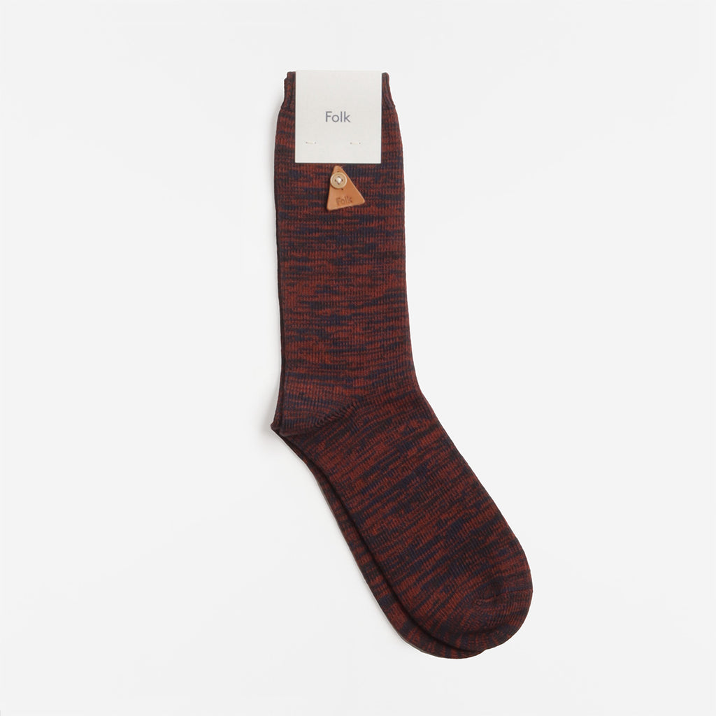 Folk Melange Socks, Navy Espresso Mix, Detail Shot 3