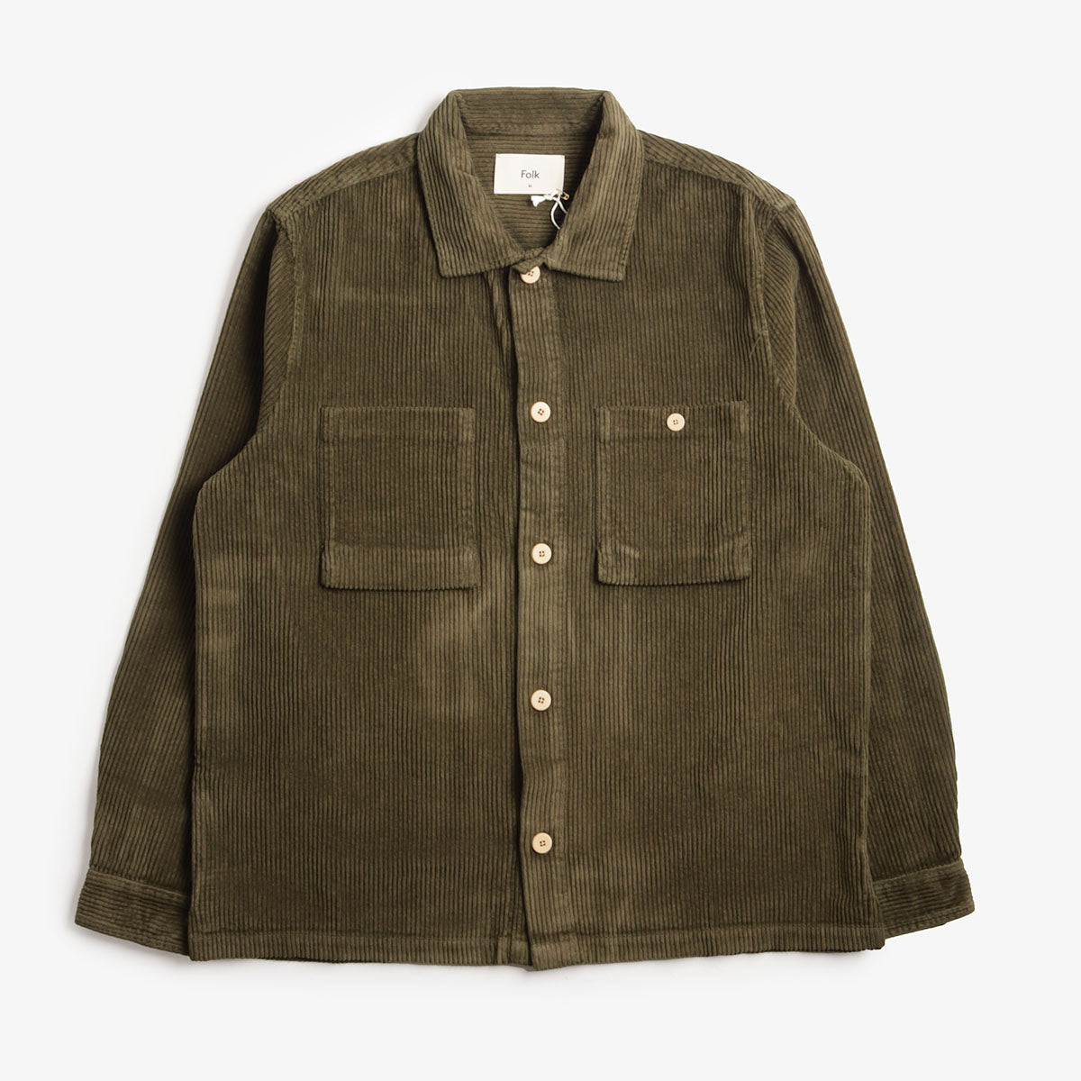 Folk Patch Overshirt, Olive Chunky Cord, Detail Shot 1