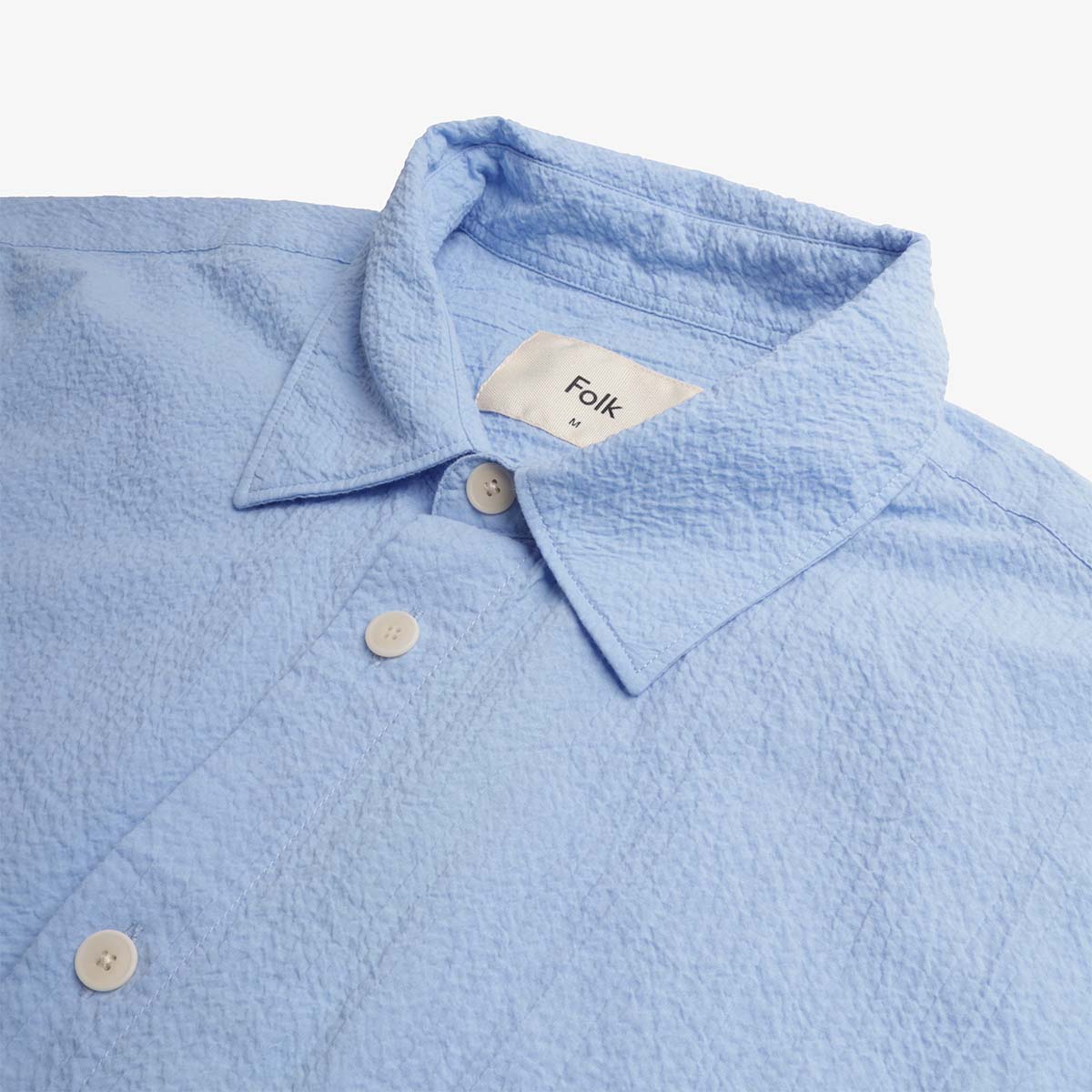 Folk Relaxed Fit Shirt, Blue Bubble Seersucker, Detail Shot 3