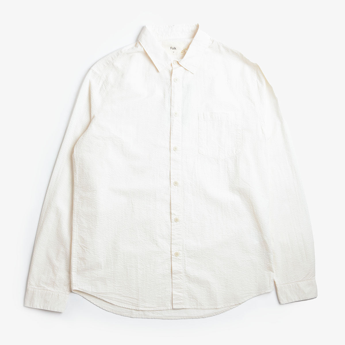 Folk Relaxed Fit Shirt, Ecru Seersucker, Detail Shot 1