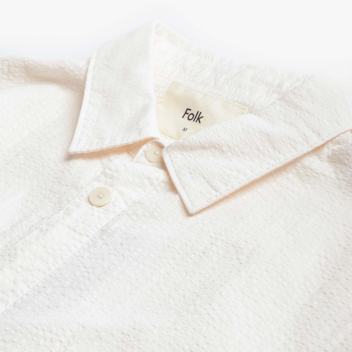 Folk Relaxed Fit Shirt, Ecru Seersucker, Detail Shot 2