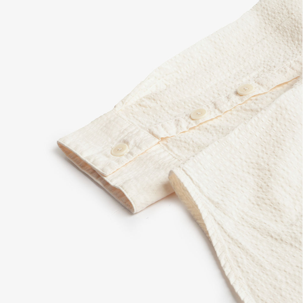 Folk Relaxed Fit Shirt, Ecru Seersucker, Detail Shot 3