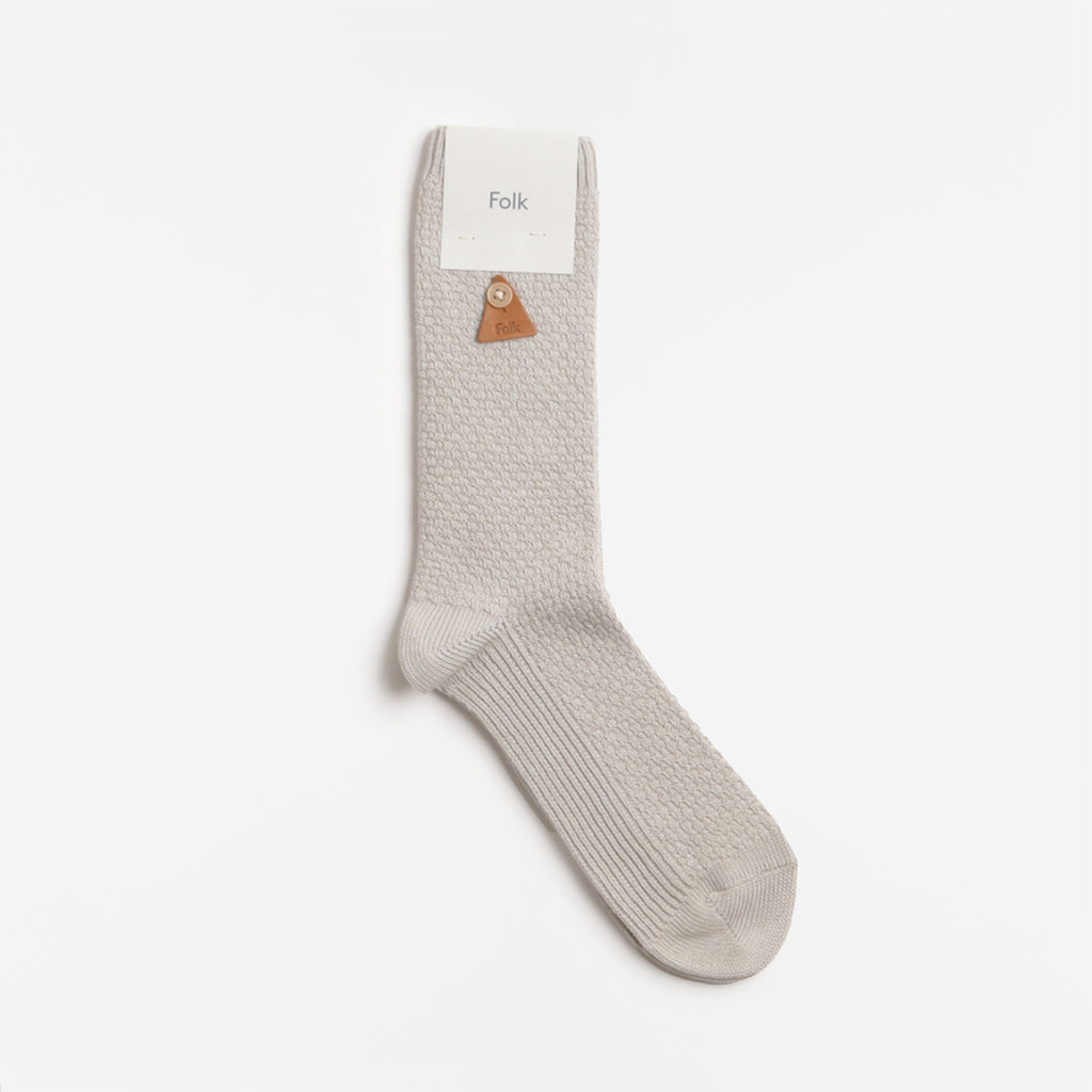 Folk Waffle Socks, Silver Grey, Detail Shot 1