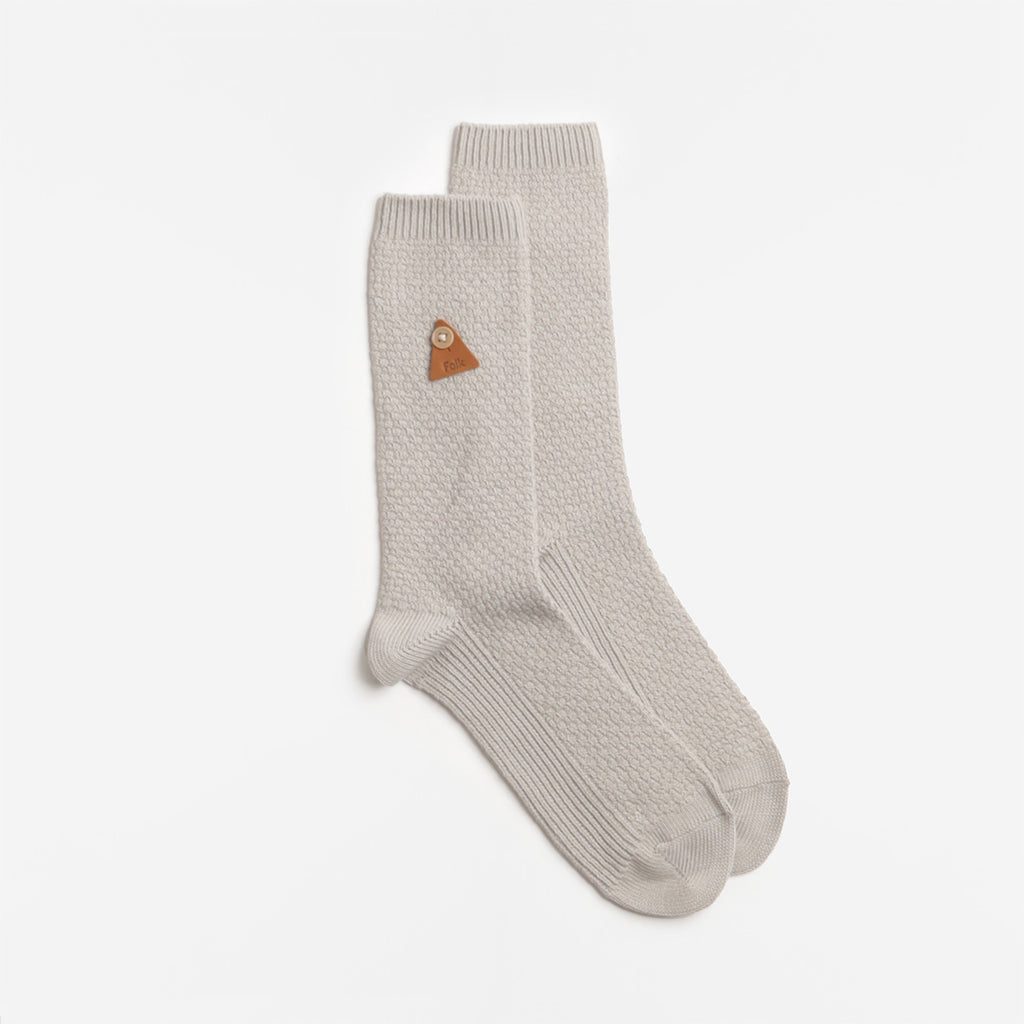 Folk Waffle Socks, Silver Grey, Detail Shot 2