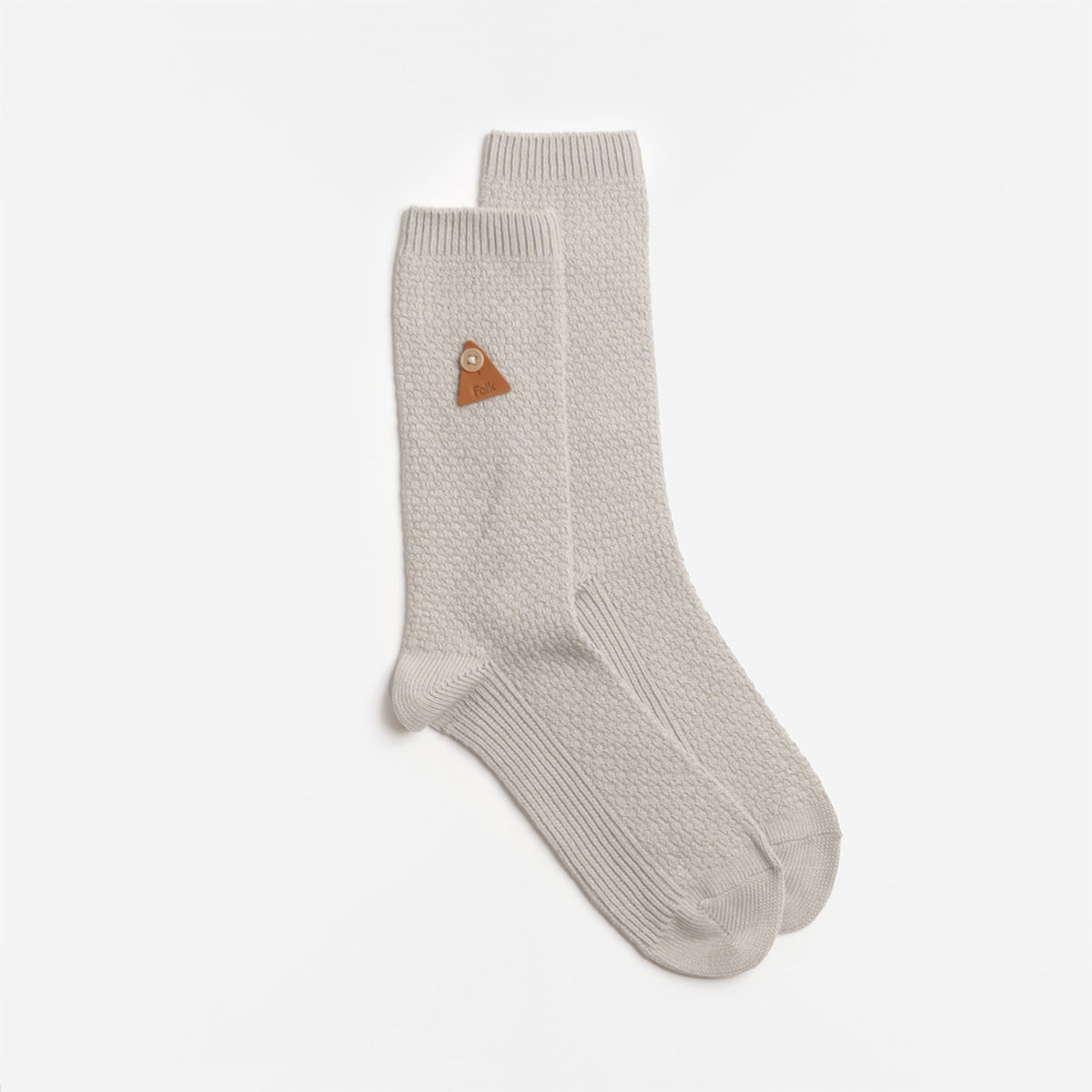 main Folk Waffle Socks, Silver Grey, Detail Shot 2