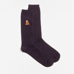 thumbnail Folk Waffle Socks, Black Cherry, Detail Shot 1