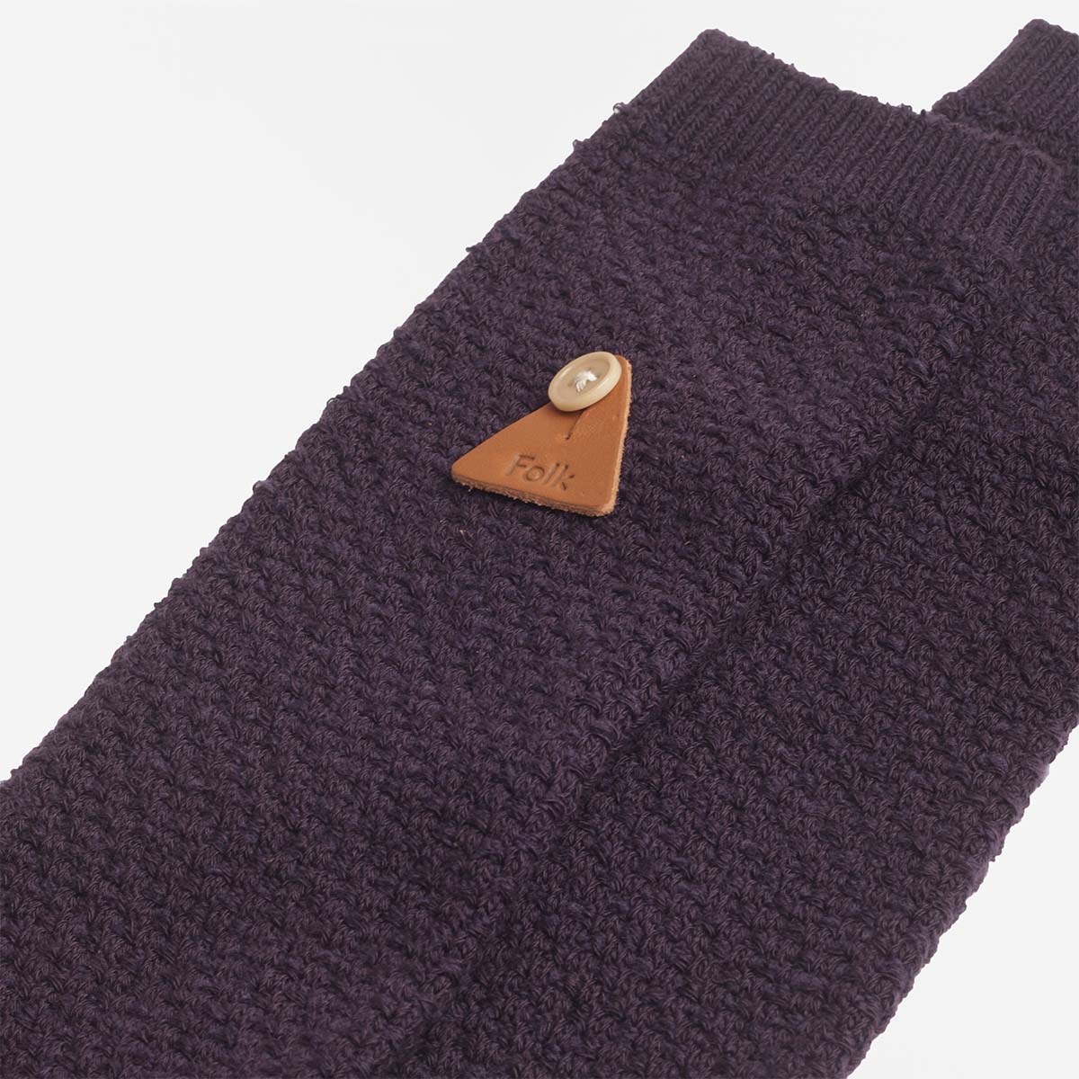 main Folk Waffle Socks, Black Cherry, Detail Shot 2