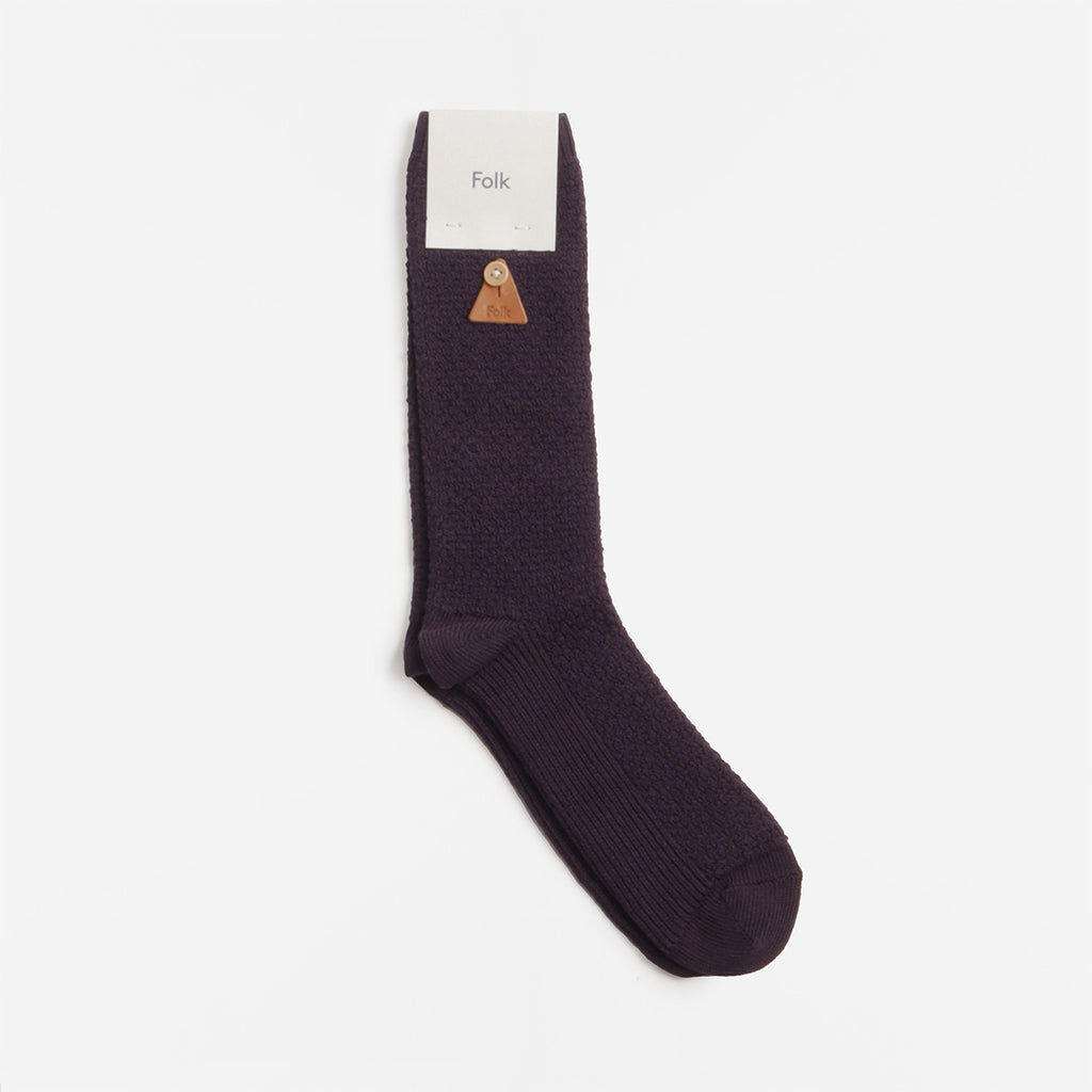 Folk Waffle Socks, Black Cherry, Detail Shot 3