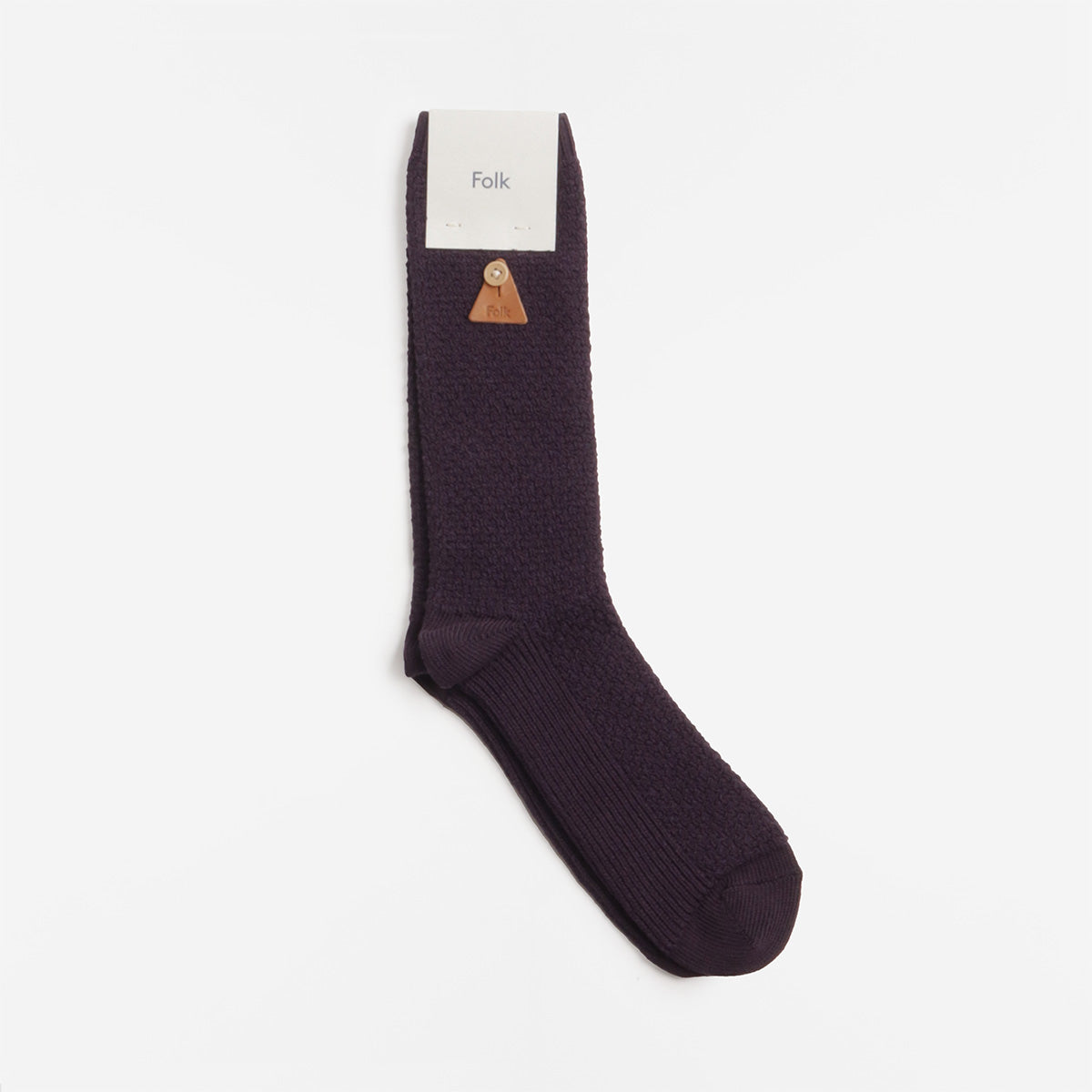 Folk Waffle Socks, Black Cherry, Detail Shot 3