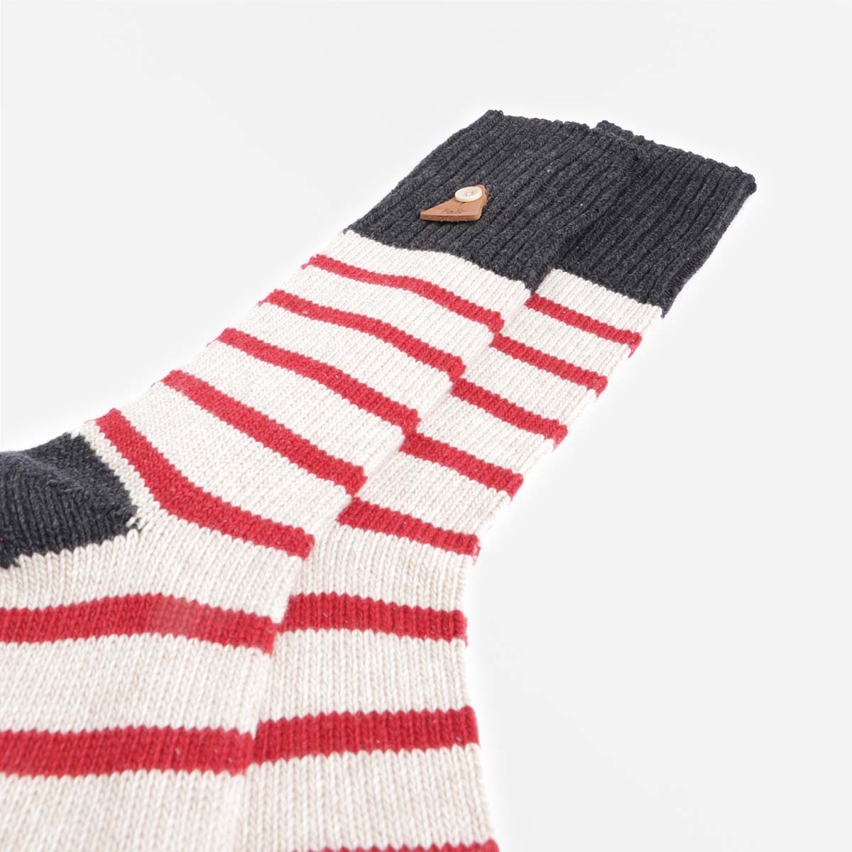 Folk Wool Stripe Socks, Stone, Detail Shot 2