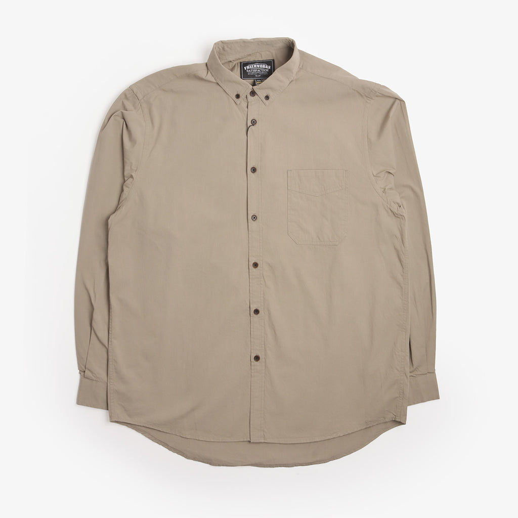 FrizmWORKS High Count French Shirt in Khaki Grey, front view