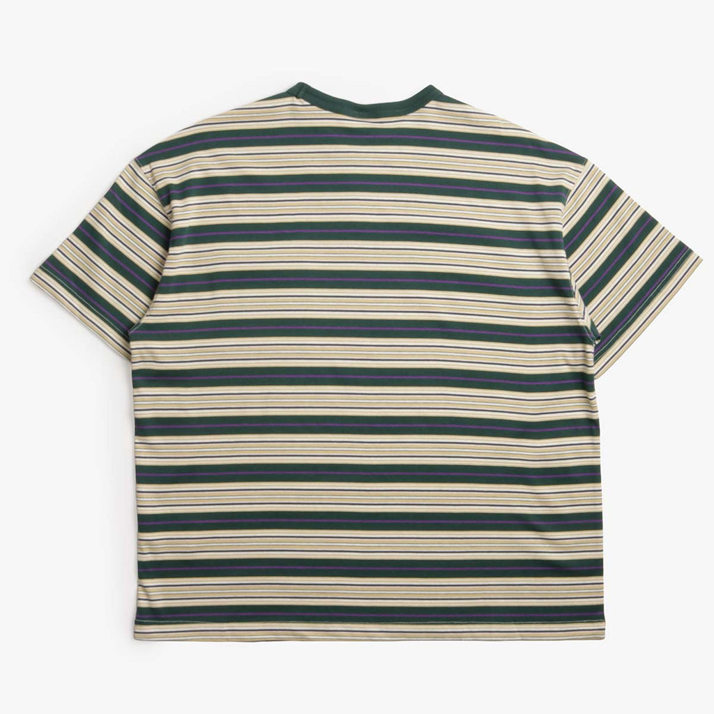 FrizmWORKS Horizon Stripe Half T-Shirt, Dark Green, Detail Shot 4