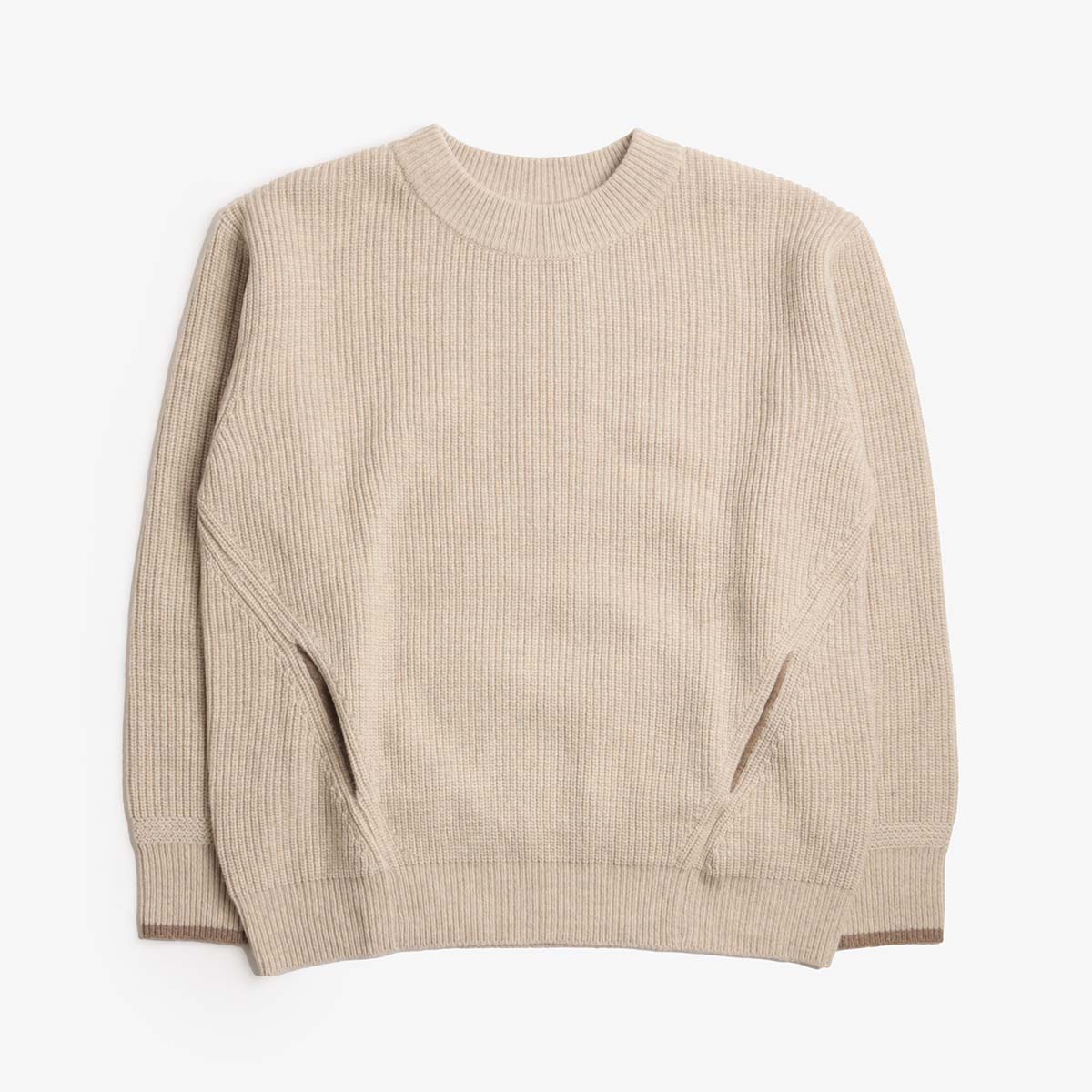 main FrizmWORKS Kangaroo Round Pullover Knit, Oatmeal, Detail Shot 1