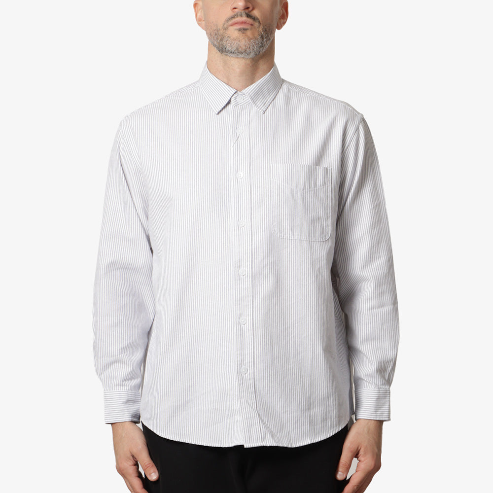 main FrizmWORKS OG Stripe Oversized Shirt, Grey, Detail Shot 1