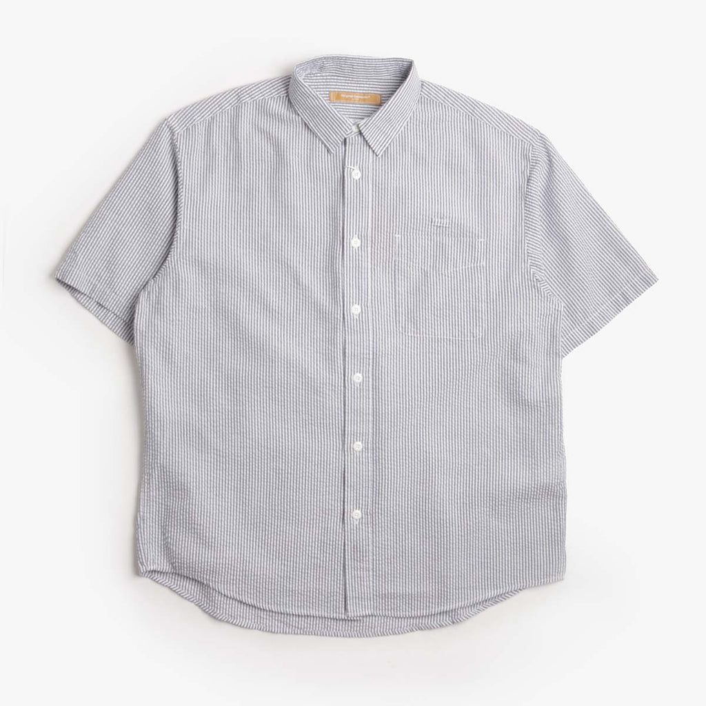 FrizmWORKS OG Stripe Seersucker Half Shirt, Blue, Detail Shot 1