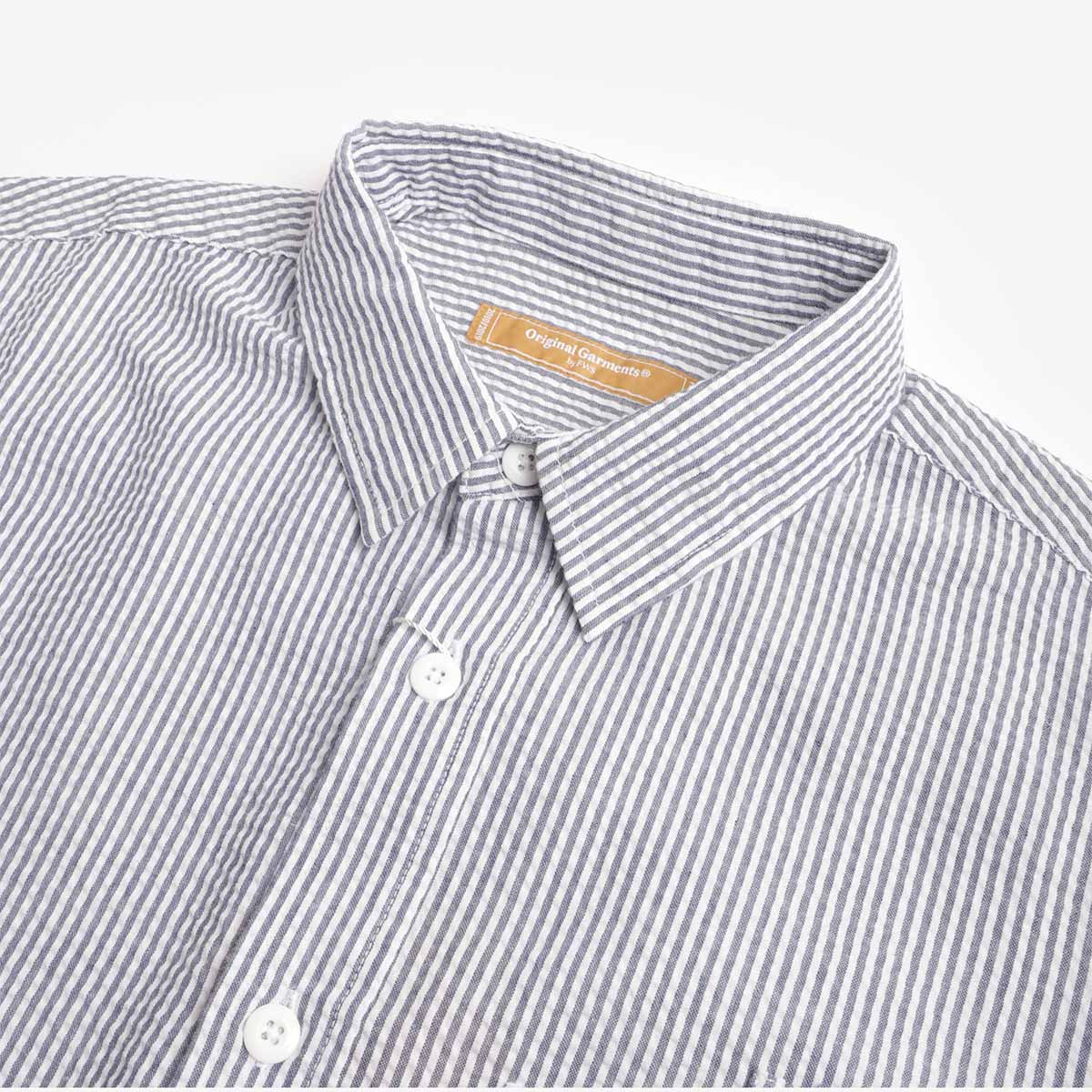 FrizmWORKS OG Stripe Seersucker Half Shirt, Blue, Detail Shot 4