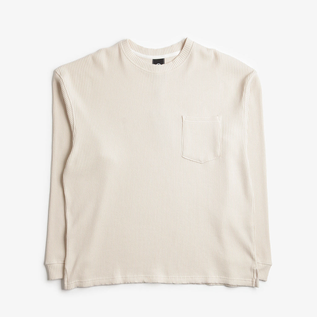 FrizmWORKS Oversized Waffle Pocket T-Shirt, Cream, Detail Shot 1