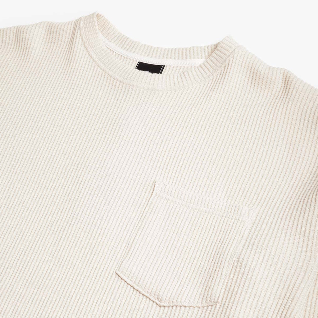 FrizmWORKS Oversized Waffle Pocket T-Shirt, Cream, Detail Shot 2