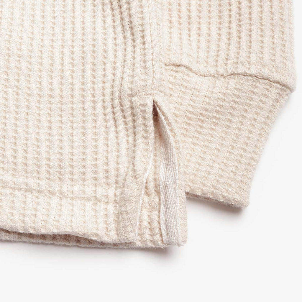 FrizmWORKS Oversized Waffle Pocket T-Shirt, Cream, Detail Shot 3